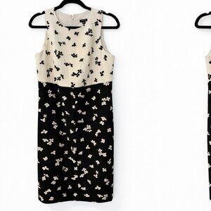NWT-Ann Taylor Ivory & Black Floral Sleeveless Sheath Dress-Size 6